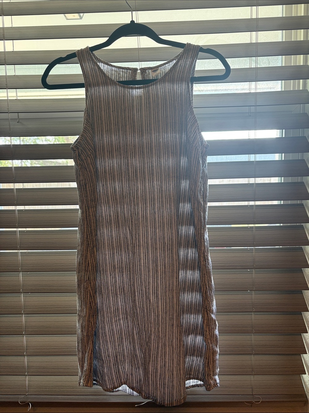 Old Navy Vertical Striped Sleeveless Tank Dress- White & Gray